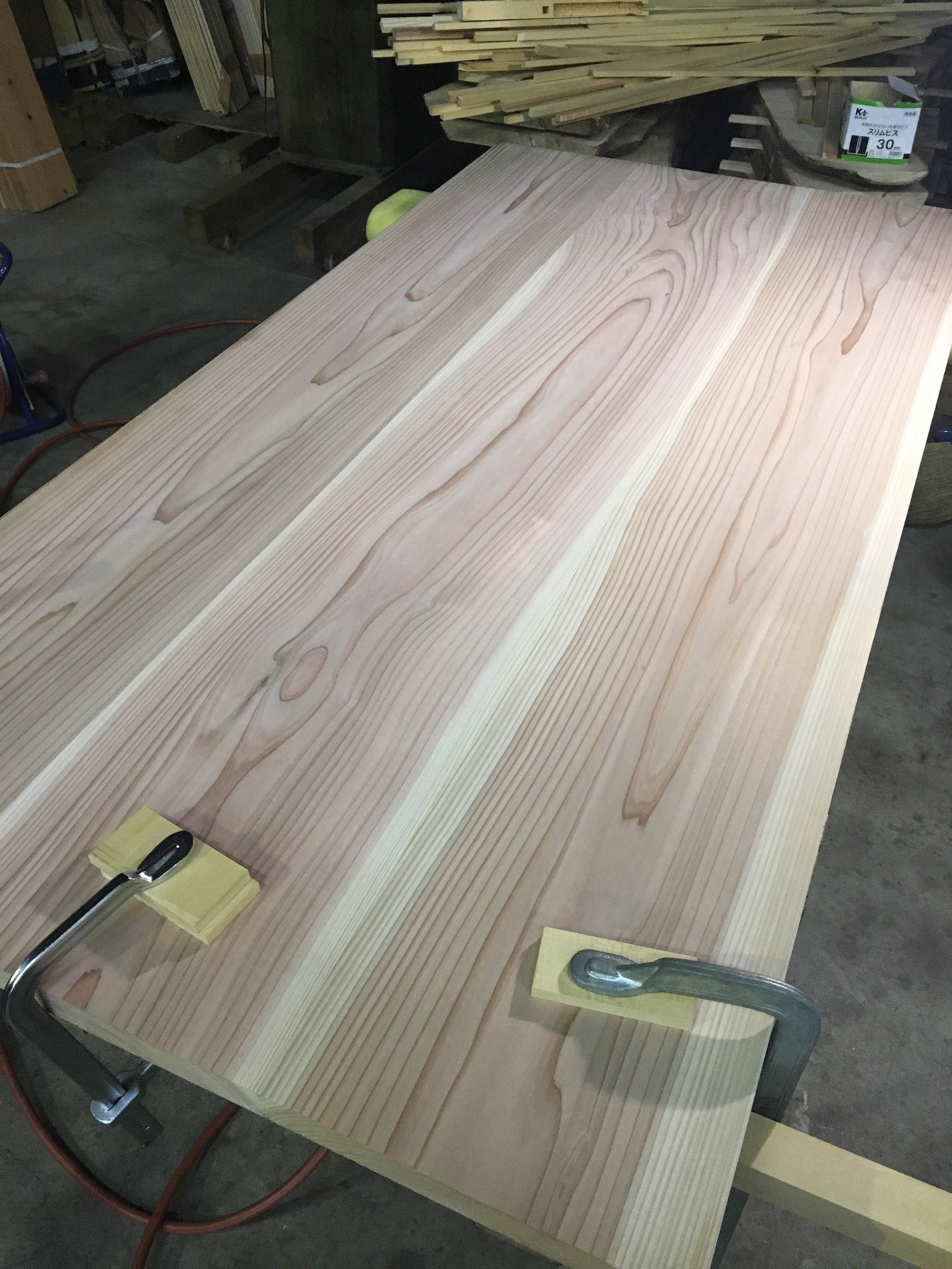 無垢杉 木組みテーブル製作 施工前	